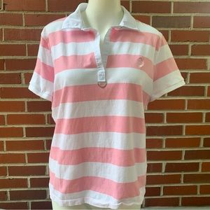 Ralph Lauren Active pink and white striped short sleeve polo shirt- XL